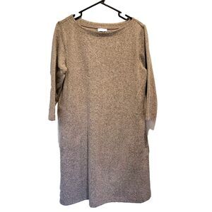J. Jill Cotton Blend Pullover Knit Dress Light Brown Tan Fall Size Large